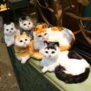 Realistic Orange Tabby Cat Figurine for Indoors Interesting Decoration Soft Hollow 8-Inch Faux Fur Design for Photography Prop or Desktop Art