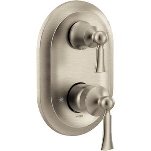 Moen Wynford Brushed Nickel M-CORE 3-Series 2-Handle Shower Trim with Transfer Valve, Double Handle for Bathtub, Valve Required, UT5500BN