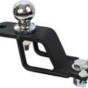 3-Way ATV/UTV Trailer Hitch Adapter with 2-Inch Ball, 3500 lbs., 3-in-1 Mounting Options, Compatible with Golf Carts, Garden Tractors, Lawn Mowers, 3 inch Rise, Matt Black