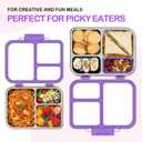 BABHAMNESS Stainless Steel Bento Lunch Box for Kids Adults, 3 Compartments Metal Bento Box with Transparent Lid & Silicone Container for Kids,Dishwasher-Safe,School & Travel,BPA-Free(Purple)