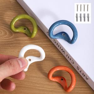 Cute Decorative Hooks for Wall. Ceramic Boho Decorative Hooks for Hanging Things Suitable for bathrooms Towel Coat Key Purse Clothes 4 pcs.