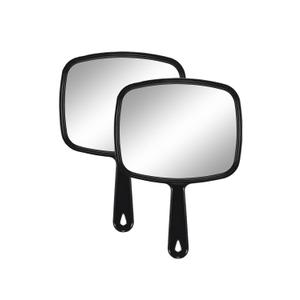 Gladmart Hand Mirror Salon Barber Hairdressing Handheld Mirror with Handle(Square,Black,7.4 x 10.3 inches,Pack of 2), Black&black