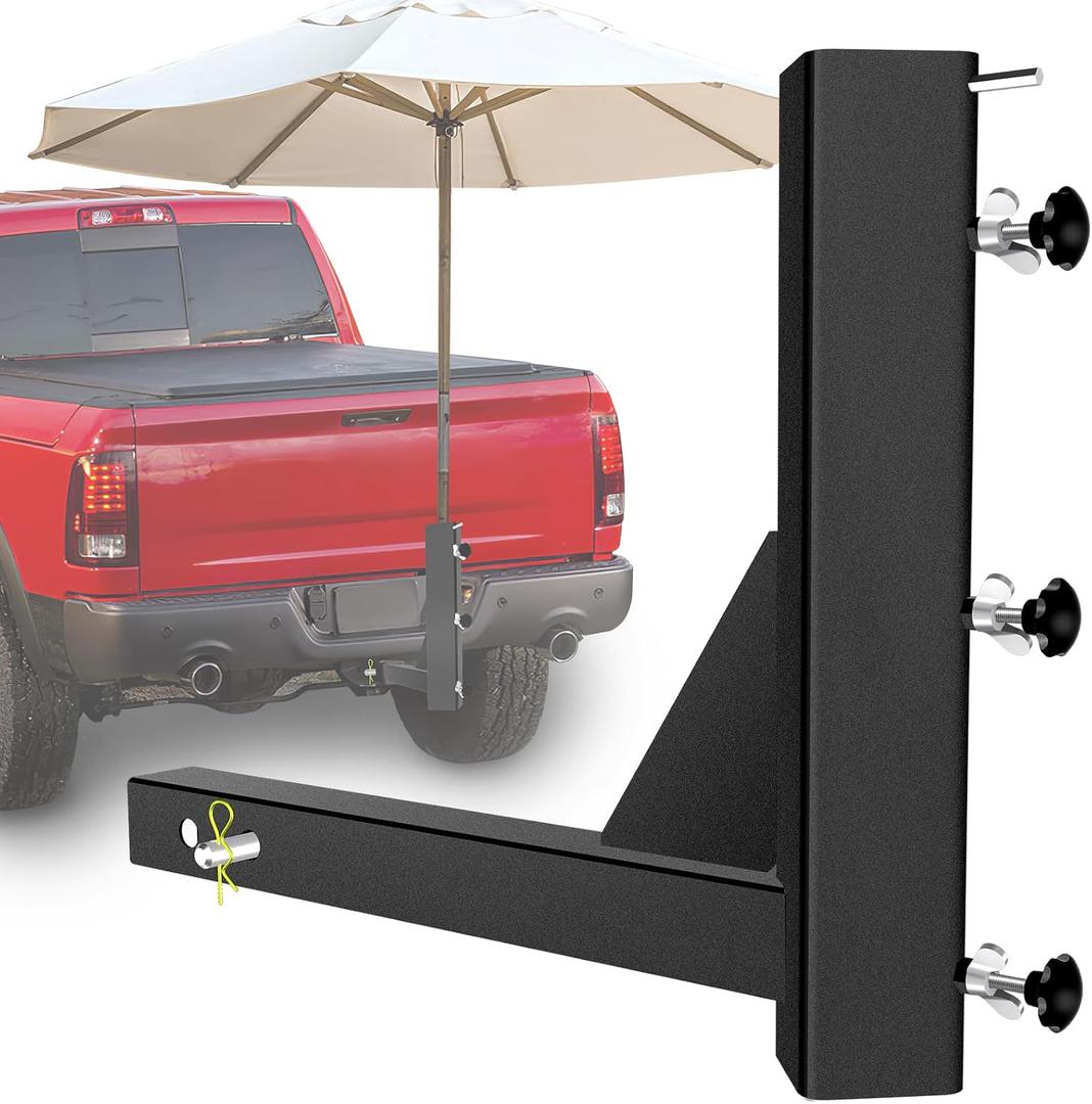 Flag Umbrella Pole Hitch Mount for Truck, Heavy-Duty up to Fit 2 inch Pole, Universal for 2 inch Hitch Receiver Fit Truck Jeep SUV RV Trailer Pickup Camper for Thickened and Upgrade Square Version