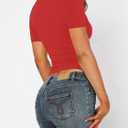 Women's Short Sleeve Sexy Lace V-Neck Summer Going Out 2025 Crop Tops Slim Fit Tees Trendy Y2k Clothing (M)