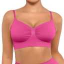 FeelinGirl Push Up Bras for Women Seamless Smooth Brassiere Wire Free Plus Size Bralettes (Pink, XX-Large)