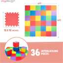 Non-Toxic Extra-Thick 36 Piece Children Play & Exercise Mat - Comfortable Cushiony Foam Floor Puzzle Mat, 6 Vibrant Colors for Kids & Toddlers, 6x6'