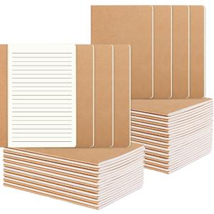 48 Pack Lined Journal Notebook Kraft Brown Cover Lined Notebooks for Travelers, Students, Office - Composition Notebook Subject Notebooks - A5 Size, 8.26x5.5, 64 Lined Pages/32 Sheets