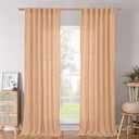 BGment Peach Linen Curtains 96 Inch Length 2 Panels for Living Room, Rod Pocket Light Filtering Semi Sheer Drapes for Bedroom Dining Lightweight Back Tab Window Treatments, 52 Inch Wide Each Panel
