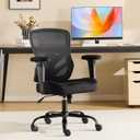 YFO Ergonomic Office Chair, Mesh Computer Desk Chair with Adjustable Back Lumbar Support and Armrests, Comfy Executive Rolling Swivel Task Chair for Home Office, Black