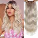 Hair Toppers for Women, 20 Inch Toppers Hair pieces for Women with Thinning Hair Big Base Curly Wavy Wiglets Cover 360 3D Middle Part Clip in Bangs (Highlights Ash Blonde with Brown Root)