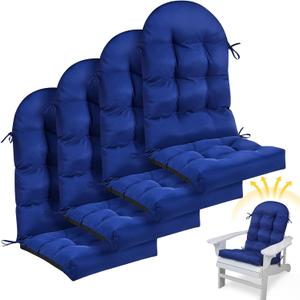 Geelin 4 Pcs Outdoor Patio Chair Cushion Thick High Back Adirondack Chair Cushion Tufted Weather & Fade Resistant Anti-Slip Outside Rocking Chairs Pads with Ties, 44 x 19 x 4 Inch (Dark Blue)