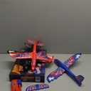 3 Pack Airplane Launcher Toy with Glowing Eyes & Web-Pattern Wings,2 Flight Modes Outdoor Games for Kids,Boys Toys Age 3-12,Birthday Gifts for 3 4 5 6 7 8 9 10 11 12 Year Old,Kids Gift(Red&Blue&Black)