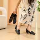 Womens Orthopedic Low Heel Loafers Comfortable Slip On Dress Shoes (5 Wide, Black)