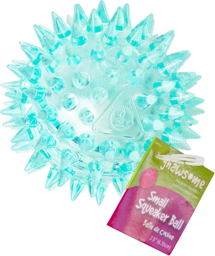 Gnawsome Dog Toys - 2.5 Spiky Squeaker Ball - Small - Dental & Gum Wellness - Stimulating Fun - Hidden Squeaker - Durable for Heavy Chewers - 100% BPA-Free - Assorted Colors