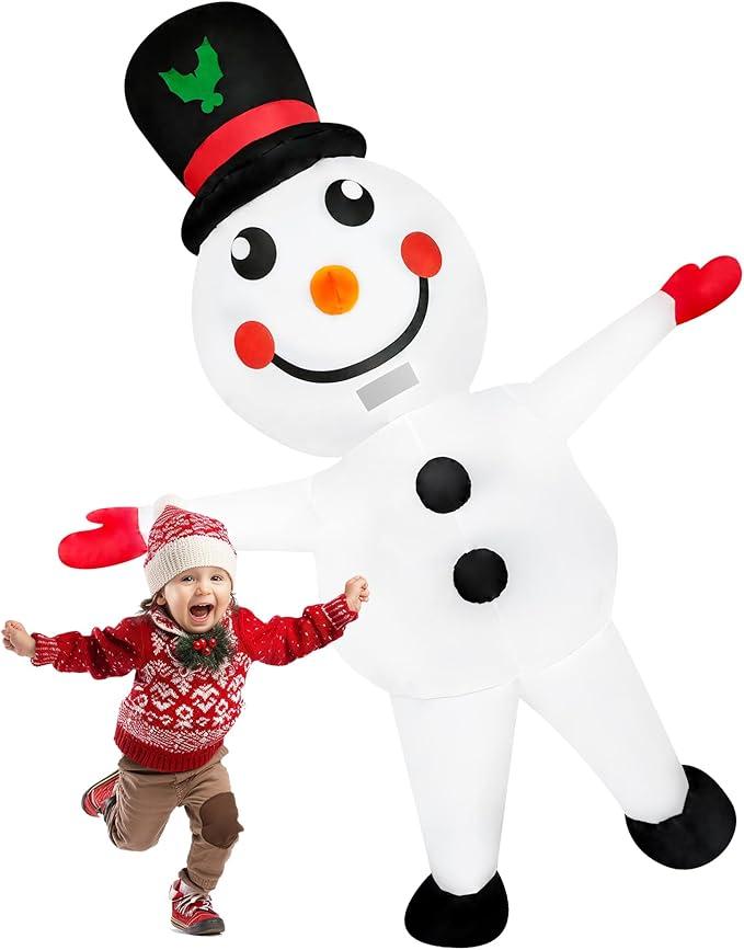 Christmas Snowman Inflatable Costume Blow-up Suit Cosplay Outfit for Adult, Halloween, Christmas Party/Parade
