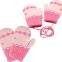 Kids-Warm-Knit Mittens - Girls-Winter Outdoor-Thickened Cold-Weather Wool Toddlers Ski Gloves For 3-5 Years