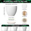 10 Inch Planter, Ceramic Plant Pots with Saucer, White