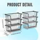 GAOKASE 6 Pcs Stackable Wire Baskets for Pantry Organizers and Storage,Vegetable Fruit Basket for Countertop,Kitchen Storage Metal Baskets,Produce Potato Onion Storage Bin,Black