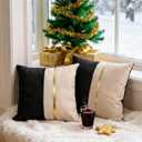 Christmas Small Pillow Covers, Leather Beige and Black Rectangle Throw Pillows Covers for Living Room Couch Bed, Waterproof Cushion Case 13x13 in