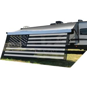 Tentproinc RV Awning Sun Shade Screen 8' X 15' 3'' (American Flag) Black Mesh Sunshade Camper Trailer Awning Shade Screen UV Blocker Completed Kits