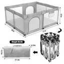Veraste Foldable Baby Playpen with Gate, Extra Large Collapsible Play Yard for Babies & Toddlers, Portable Travel Playpen, Baby Activity Center for Indoor & Outdoor Use (Grey 59"71")