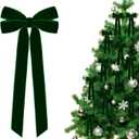 12 Pcs Red Velvet Christmas Tree Bows Door Garland Decor Vintage Wreath Bow Suitable for Christmas Trees (Green)