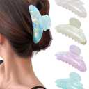 Mesovor 4 Pack Acrylic Hair Clips Claws, Nonslip 4.1" Large Hair Grip Hairclips for Thin and Thick | French Banana Barrettes Hair Strong Hold Hair Jaw Clamps (Pink, White, Green, Champagne)