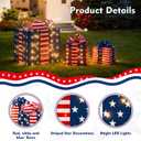 Set of 3 4th of July Lighted Gift Boxes, LED Light Up Present Boxes for Independence Day Decorations Indoor Outdoor Yard Holiday Party Lawn Porch Home Decor