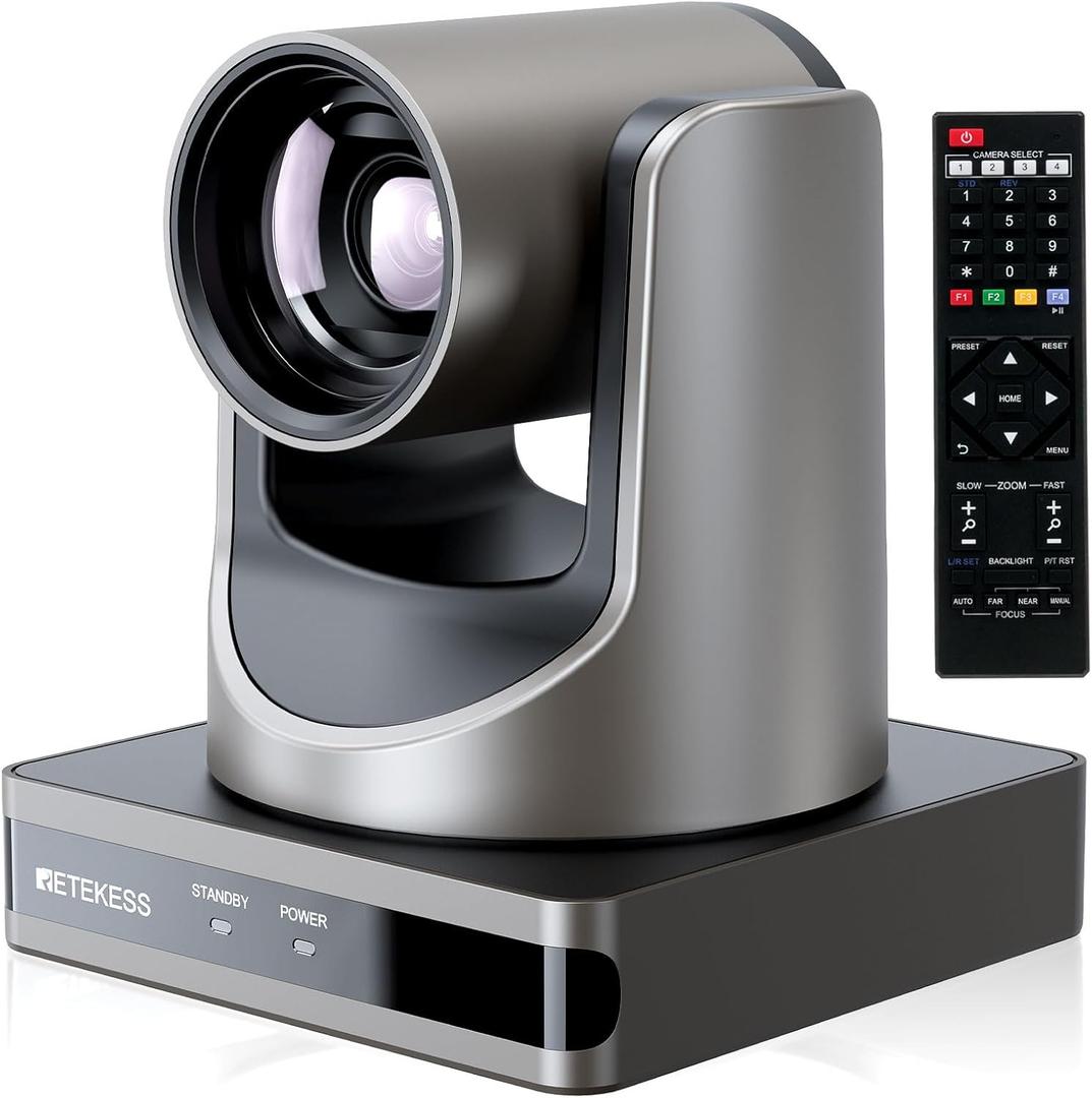 Retekess TC202 PTZ Camera 12x Optical Zoom, 16x Digital Zoom, AI AutoTracking, Works with Skype, OBS, YouTube,Video Conferencing System for Church Worship and Event Retekess TC202 PTZ Camera 12x Optical Zoom, 16x Digital Zoom, AI AutoTracking, Works with Skype, OBS, YouTube,Video Conferencing System for Church Worship and Event