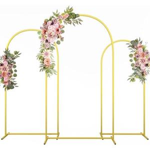 CludPark Metal Arch Backdrop Stand Wedding Arch frame Set of 3 (7.2FT,6.6FT,6FT) Gold Backdrop Arch Stand for Wedding Ceremony Birthday Party Baby Shower Graduation Ceremony Decoration