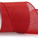 4" x 10 Yards Red Burlap Wired Ribbon for Christmas Tree Wedding Wreath Gift Wrapping Home Dcor DIY Gift Wrapping