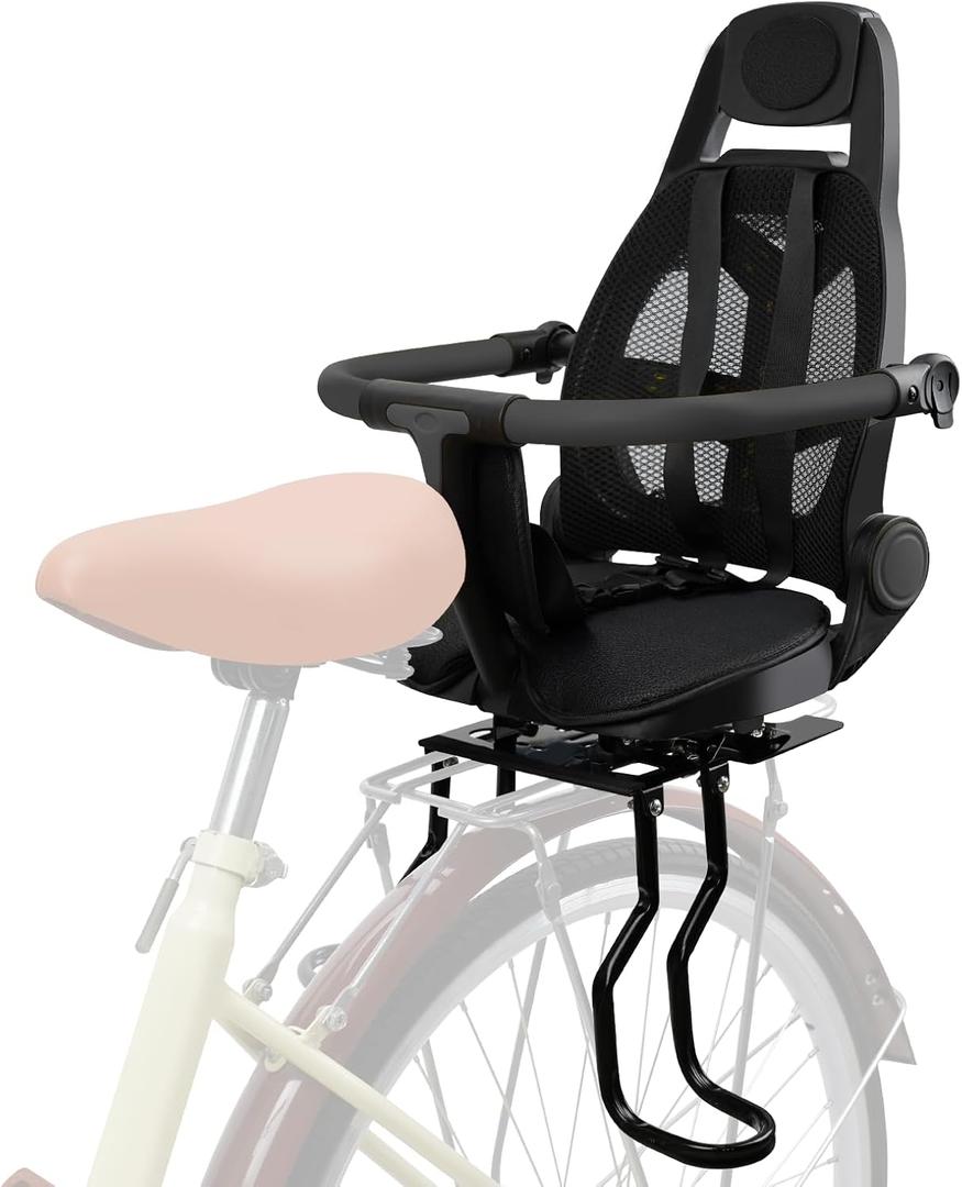 XIEEIX Rear Child Bike Seat,Rear Mounted Child Bike Seats,Back Mount Child Seat with Back Rest Armrest Foot Pedals,Width Adjustable Bicycle Rear Seat,Fits All Bicycle Rear Frames (Small (1-3 years old))