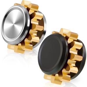 2 Pieces Copper Gear Metal Spinner Toy Small Fidget Toy Solid Metal Brass Gear Mini Steel Bearing for Adults Copper Design Boredom Killing Time Toys(Black, Silver, Gold)
