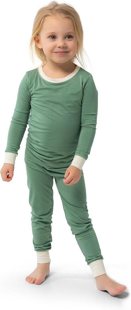 Warm Cuddles Soft Viscose from Bamboo Pajamas for Kids - Toddler Pajamas for Boys & Girls - Two Piece Set PJs (7-8 Years, Green)