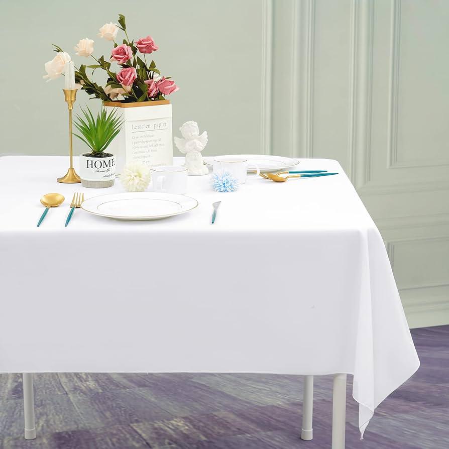 Polyester Poplin White Tablecloth 64"  x 52"