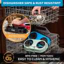 Master Pet Supply Double Dog Bowls Set with Elevated Base and 2 (8 oz) Stainless Steel Removable Dishes (True Blue)  Double Cat Food Water Bowl, Dog Puppy Food Bowl Set, Rust Resistant