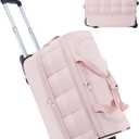 BAGSMART Rolling Duffle Bag with Wheels, Carry On Bag Duffel Bag for Travel, Wet Pocket Duffle with Wheels and Handle, Blush Pink, 40L