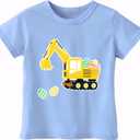 Happy Easter Shirts for Boys GirlsToddler Easter Shirt Bunny Egg Hunt Tee Kids Digger Tractor (3-4T, Cute Excavator)