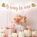 10 x Pumpkin 1/2 Way to One Banner, Fall Half Birthday Decorations Girl, Happy 6 Months, Little Pumpkin Baby Shower Birthday Party Decorations, Rose Gold Glitter