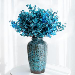 YINUOWEI Unique Ceramic Flower Vase, Modern Home Decor for Living Room, Tables, Shelves & Enterways,11Inch Tall Glaze Blue Vase Gift for Housewarming, Wedding, Birthday