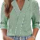 LOMON 3/4 Length Sleeve Women's Tops Dressy V Neck Collared Shirts Trendy Business Casual Work Blouses Vacation Outfits 2026, XL