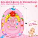 EZIGO Baby Pool Float with Canopy UPF50+ Sun Protection, Inflatable Kids Pool Floats with Ocean Animal Toys for Baby 6-36 Months, Infant Swimming Float with Adjustable Safety Seat for Boys Girls