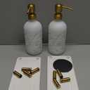 Kitchen Soap Dispenser Set, 16oz Hand and Dish Soap Dispenser Set with 2 Instant Dry Trays, Stainless Steel Pump, Refillable Glass Bottle for Kitchen and Bathroom Countertop (White)