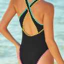Herseas One Piece Swimsuit Women Slimming Tummy Control Bathing Suit Crisscross Back Athletic Modest Swim Suit 2026 (Black, XXL)