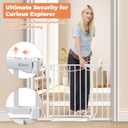 Baby Gate No Drilling, 29"-40" Auto Close Dog Gate Indoor for Doorways & Stairs, Pressure Mounted Adjustable Pet Gate, Easy Walk Through Child Gate for Children & Pets Stroller Friendly, White