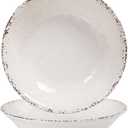 Melamine Large Serving Bowls Set of 2, 13.75" and 130 OZ Farmhouse BPA Free Salad, Pasta and Mixing Serving Bowls, Large Bowls Set for Serving Food, Durable and Dishwasher Safe, Ivory