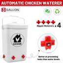 Chicken Feeder and Waterer Set,3 Gallon Automatic Chicken Feeder No Waste,Hanging Poultry Waterer Feeder Kit with Chicken Waterer Nipples and Feeding Ports,Chicken Coop Accessories