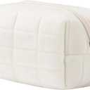 Makeup Cosmetic Bag Small Checkered Pouch Make Up Purse Bag Y2k Accessories (White)