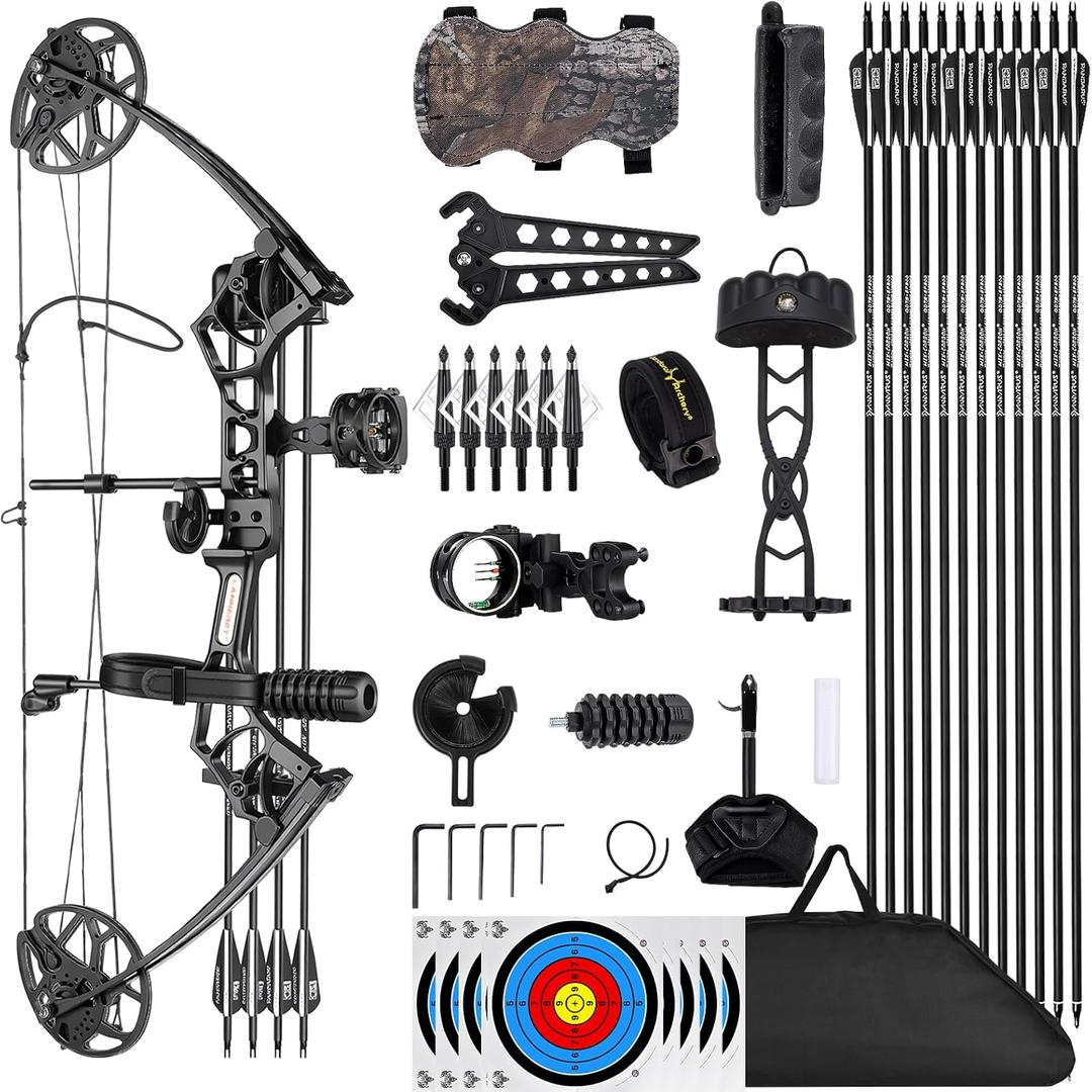 Lanneret Compound Bow and Archery Sets - Right Hand Archery Compound Bows 0-70 lbs Draw Weight Adjustable for Adults and Beginners25"-31" Draw Lengthup to IBO 320 fpsArchery Hunting Bow Set