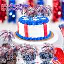100PCS 4th of July Cocktail Picks, 6 IN Firework Toothpicks for Appetizers, Red White Blue Bamboo Skewers Drink Sticks, Cupcake Toppers Independence Memorial Day Decorations Patriotic Party Supplies